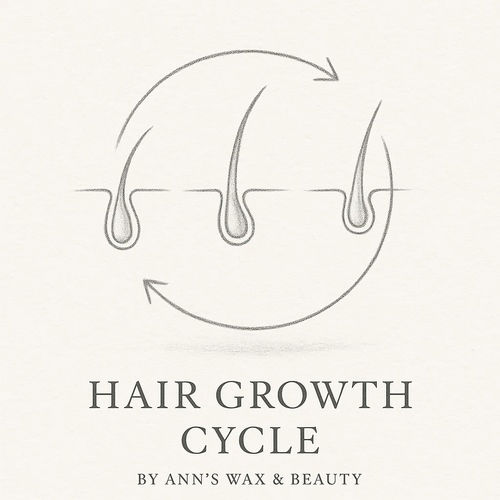 Illustratie van de Anagene, Catagene en Telogene fase van de haargroeicyclus